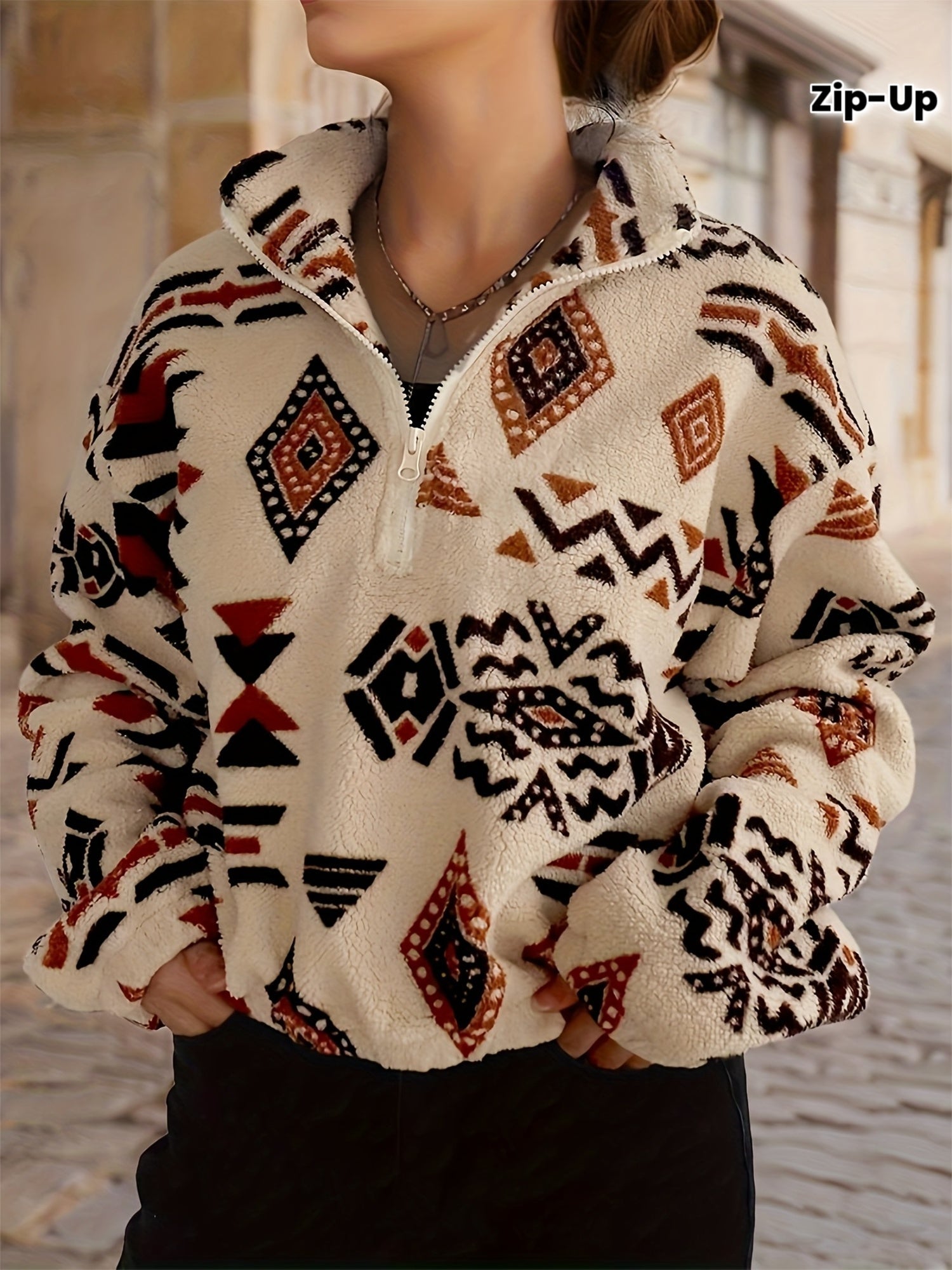 Brenna | Cozy Tribal Zip Fleece