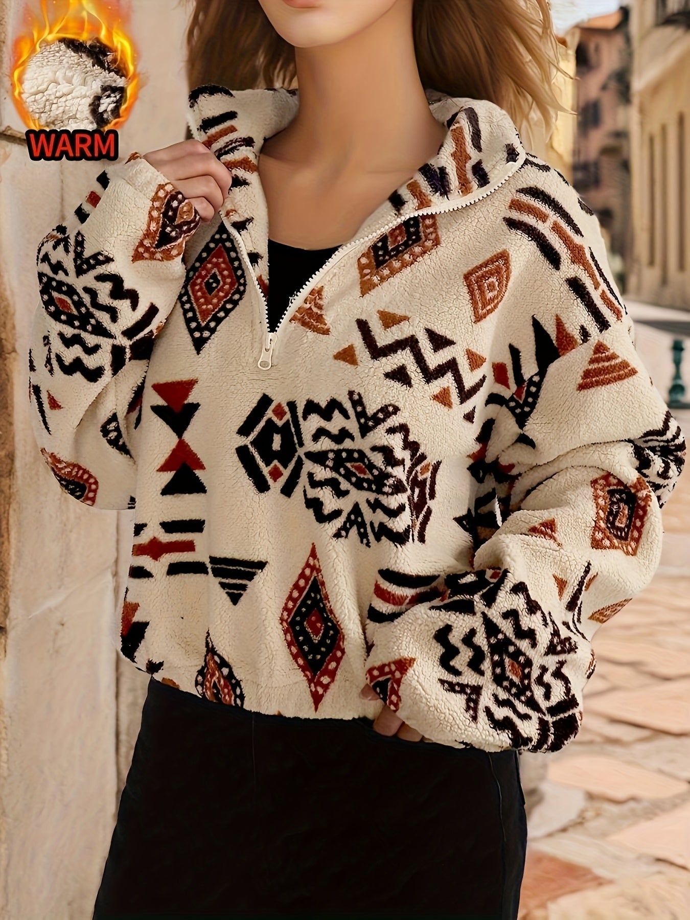 Brenna | Cozy Tribal Zip Fleece