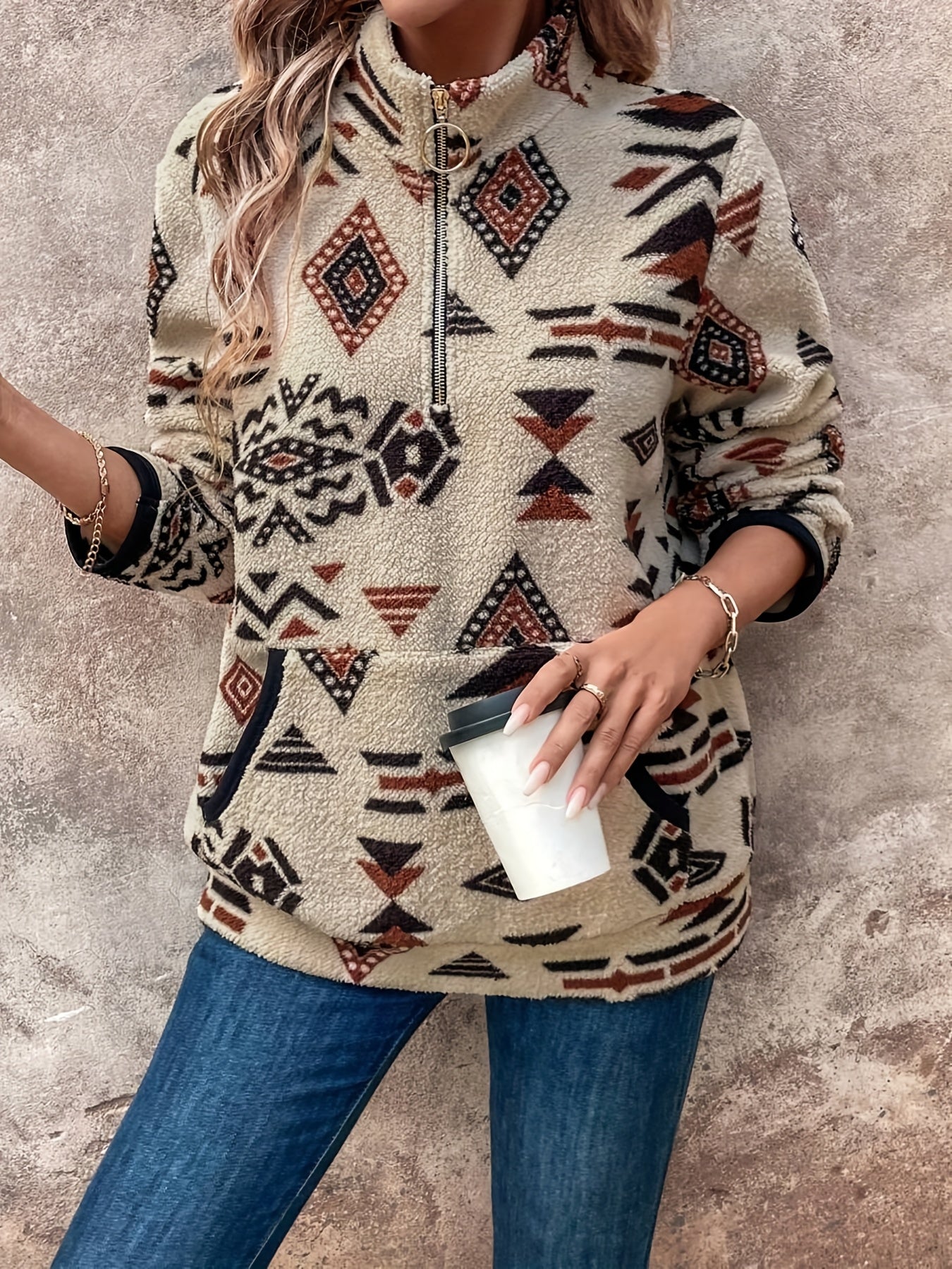 Breeze | Cozy Geometric Zip Fleece