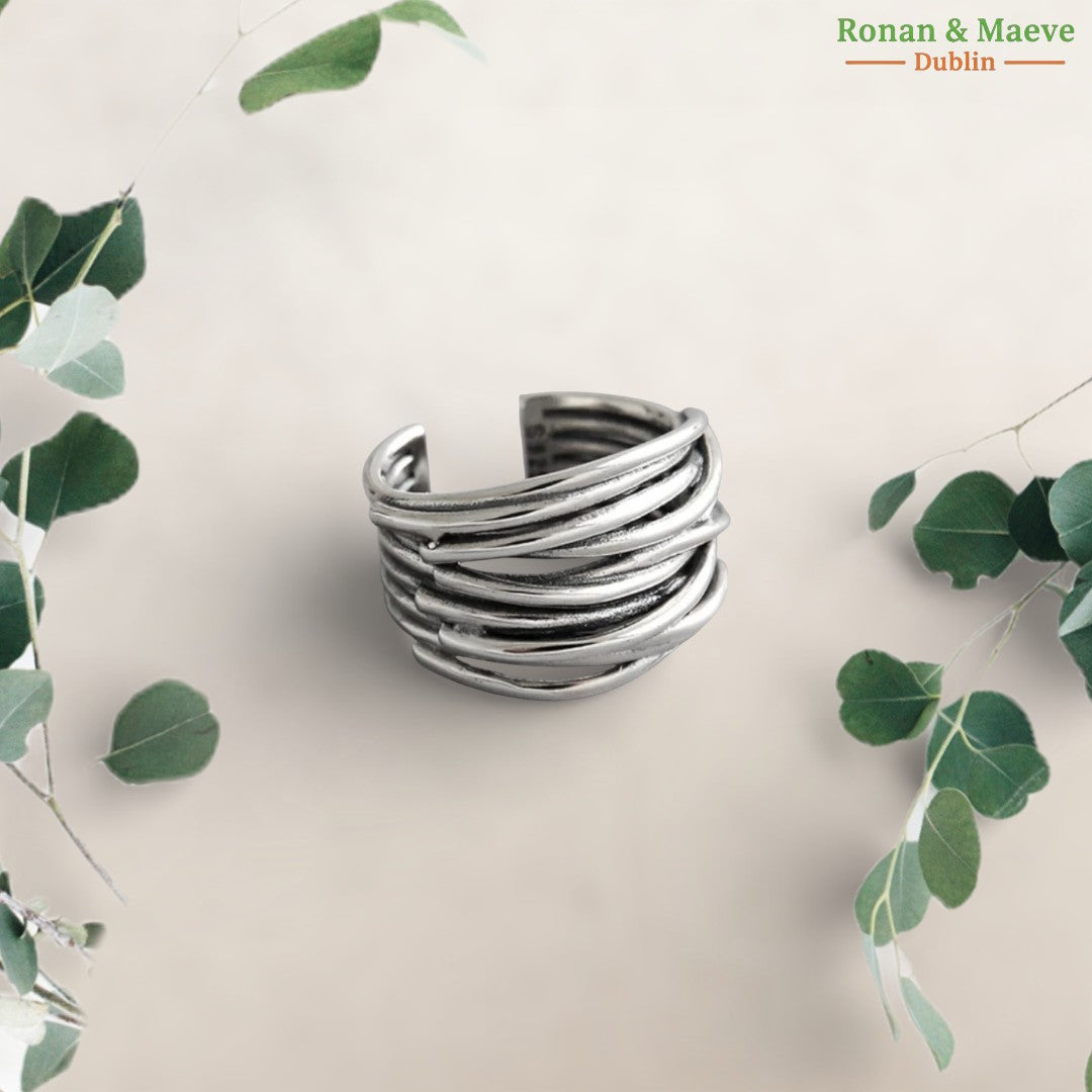 Cailín | Adjustable Layered Silver Ring (BUY 1 GET 1 FREE)