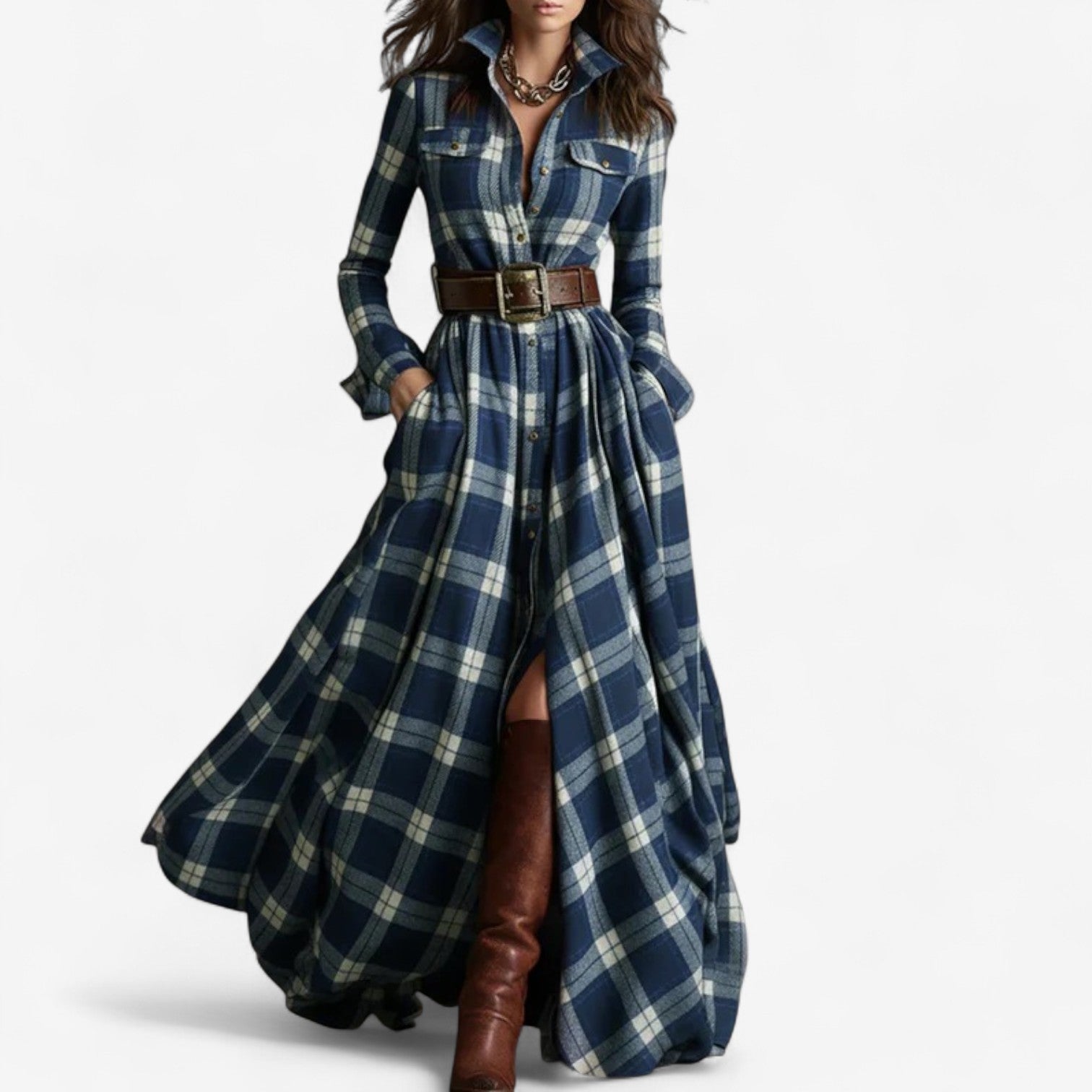 Cailín | Timeless Check Maxi Dress