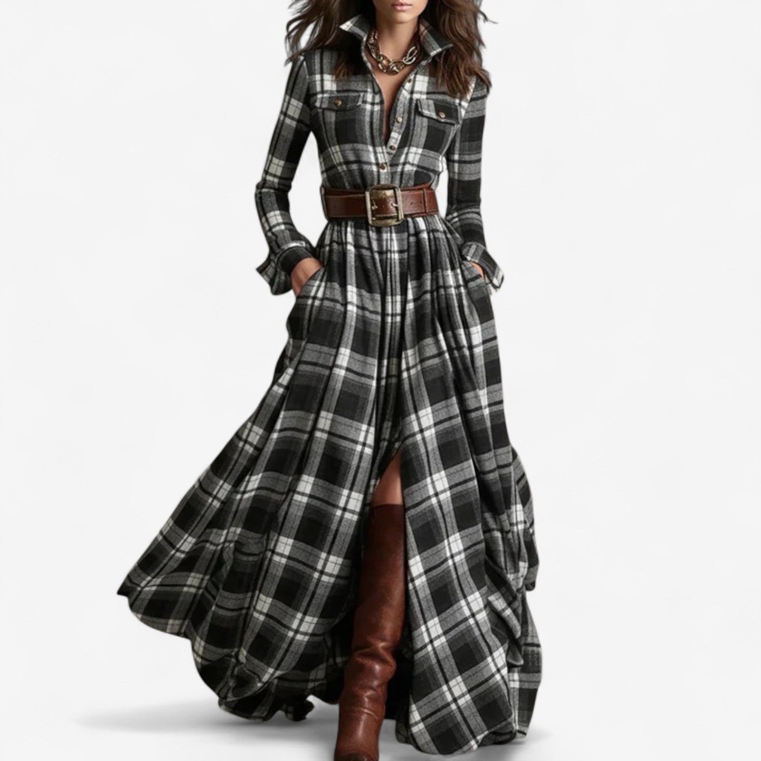 Cailín | Timeless Check Maxi Dress