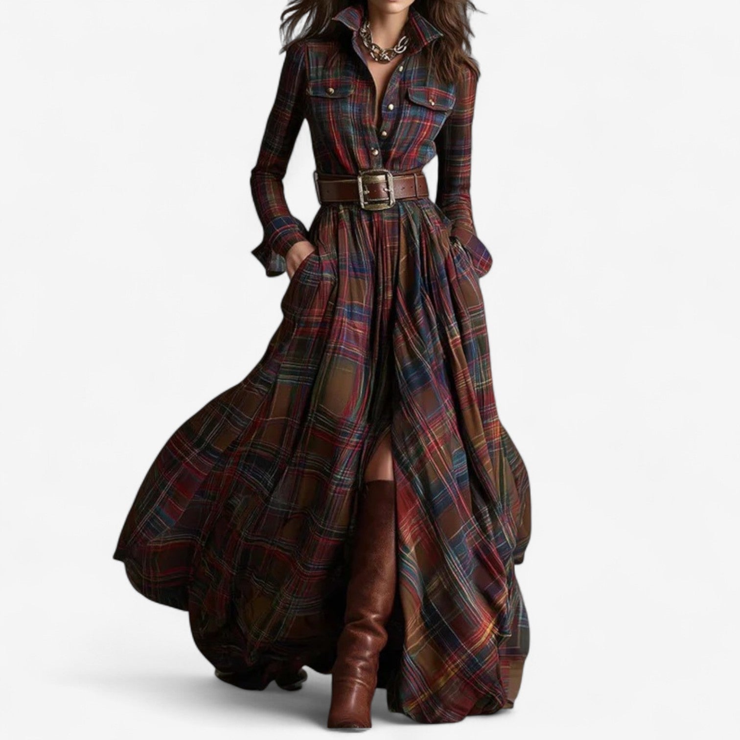 Cailín | Timeless Check Maxi Dress