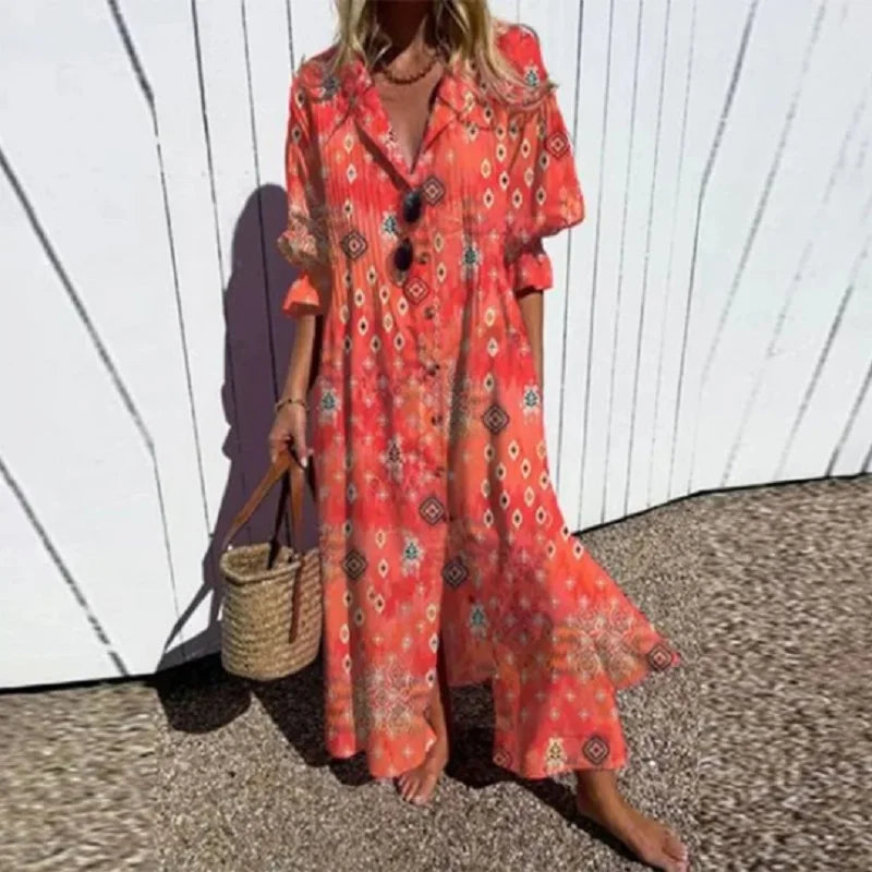 Aisling | Boho V Neck Maxi Dress