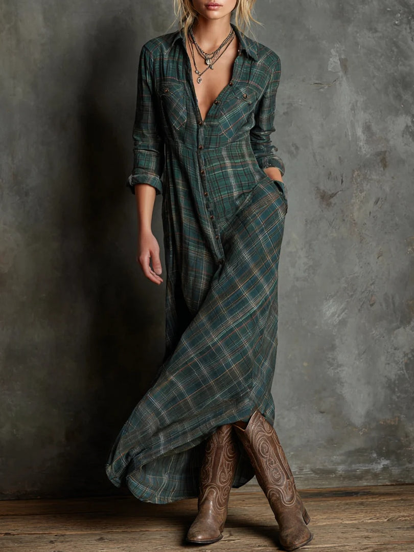 Cailín | Chic Green Plaid Dress