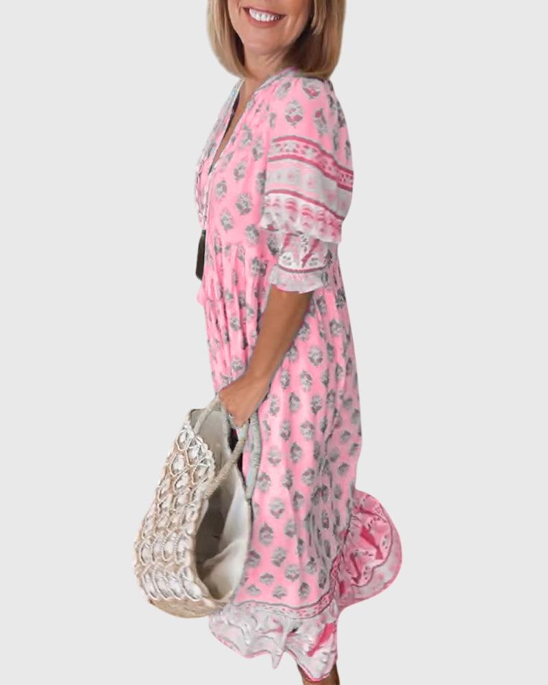 Bridie | Vibrant V-Neck Dress