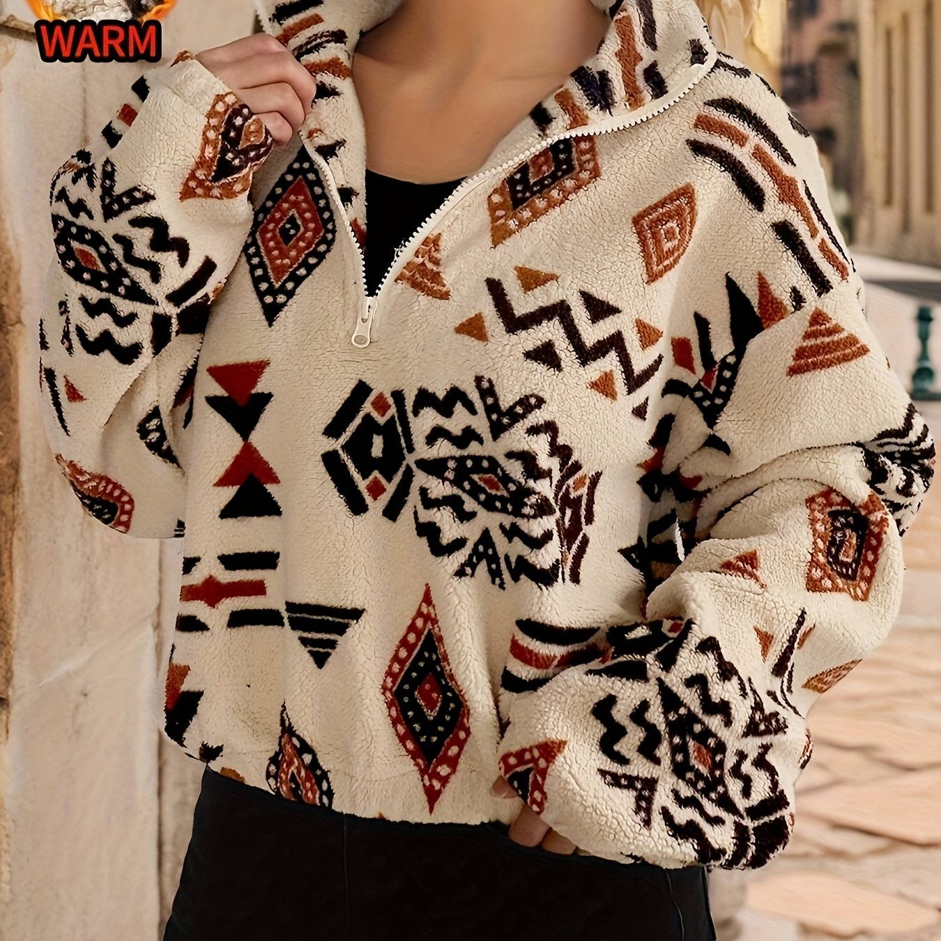 Brenna | Cozy Tribal Zip Fleece